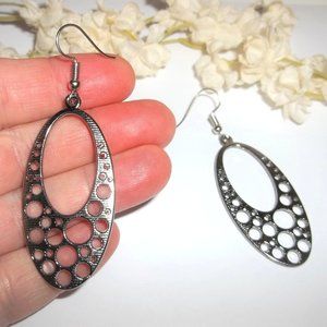 Hoop Earrings, Dark Silver Hoops, Gunmetal Hoops, Hoop Earring, Edgy Hoops 3965